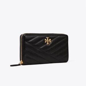 Tory Burch Black Quilted Wallet with Gold Logo